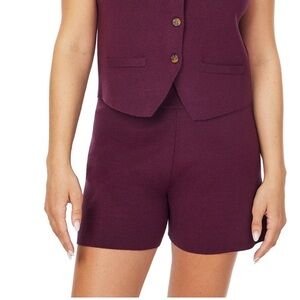 Scotch & Soda High-Waist Knit Shorts in Burgundy